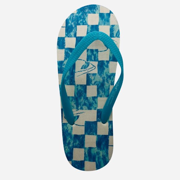 Unisex Cat & Jack Flip Flop Sandals Blue Checkered Water Print Thong Size L 4/5 - Picture 5 of 5